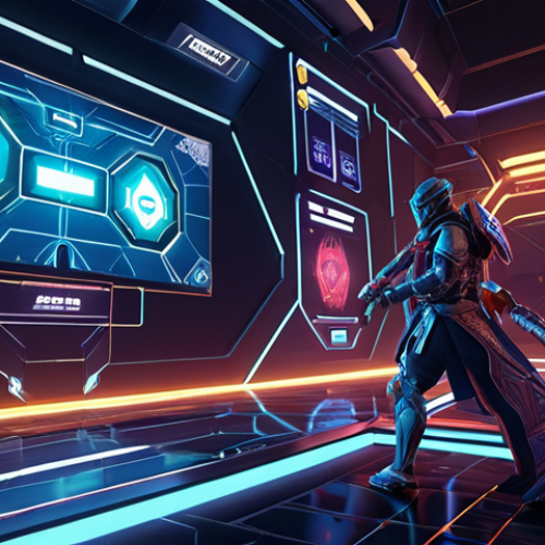**NFT Game Asset Showcase:** A vibrant display of tokenized in-game assets (weapons, armor, virtual land) as NFTs. The assets should be diverse and stylized, showcased on a futuristic blockchain interface. Include subtle blockchain visual elements (interconnected nodes, glowing lines) in the background. Focus on the concept of digital ownership and trading within a game environment, reflecting Malaysian game culture.